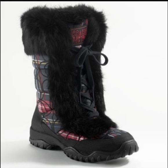 Coach Black and Red Winter Boots - Picture 1 of 7